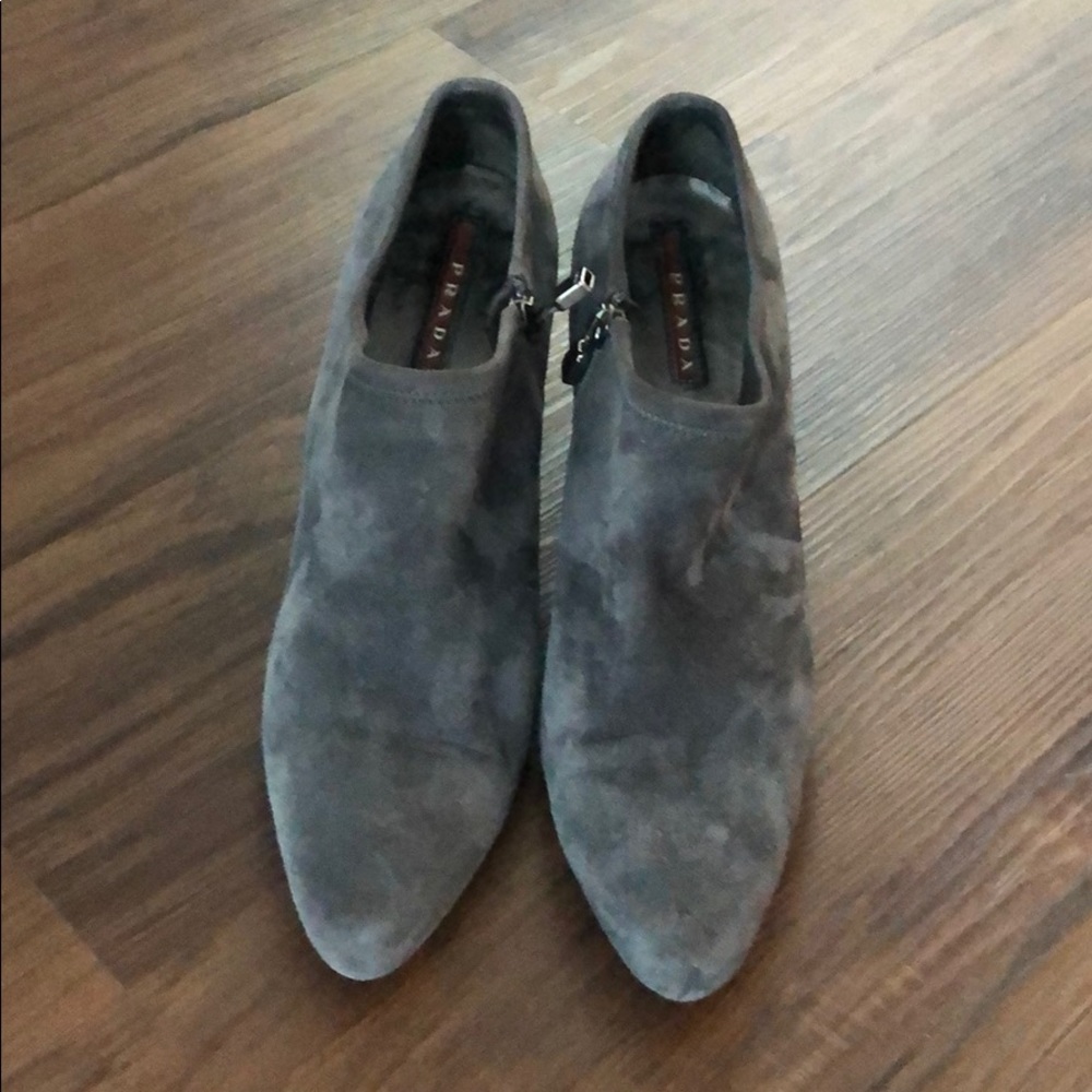 Gray Suede Prada Booties